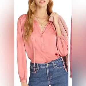 J. Crew Soft Pink Pleated Blouse
